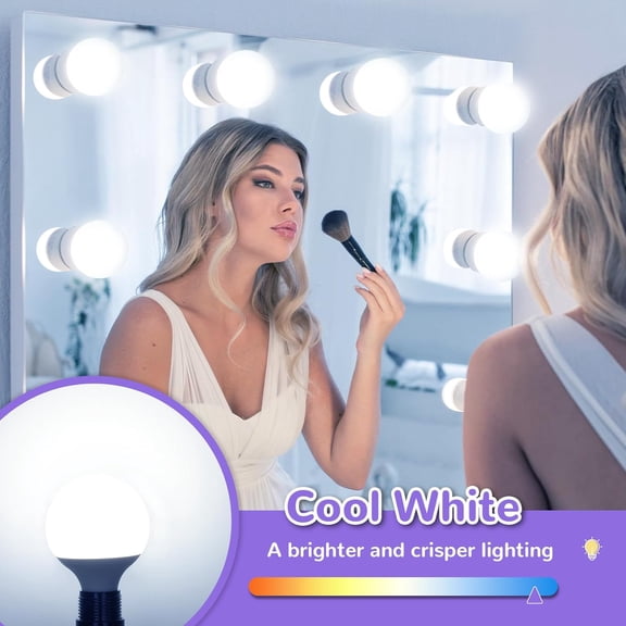 YJYASX-G25 LED Globe Light Bulb 60W Equivalent, Cool White 6000K E26 Vanity Round Bulbs for Bathroom Makeup Mirror, Non-Dimmable 500LM, 8-Pack