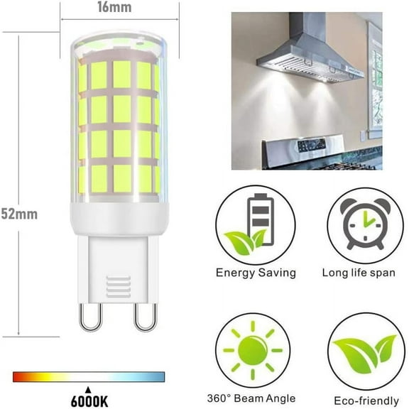 YJYASX-G9 LED Light Bulb G9 Bi-pin Base Chandelier Lighting JCD G9 120Volt Home Lighting 4W(40W Halogen Equivalent)400LM for table lamp,wall sconce,ceilingfan replacement,4-Pack(Daylight White 6000K)
