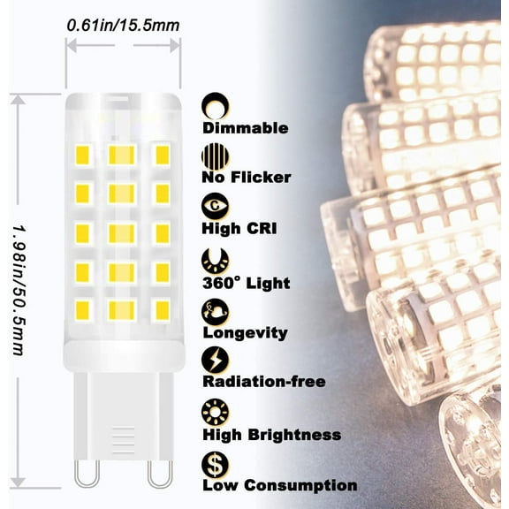 YJYASX-G9 Led Bulbs Dimmable 3W Replace 20W 25W 30W Halogen Equivalent,4000K Natural White, AC120V T4 Clear G9 Bi-pin Led Bulbs for Chandelier Pendant Wall Home Lighting,300LM,360Deg,10Pack