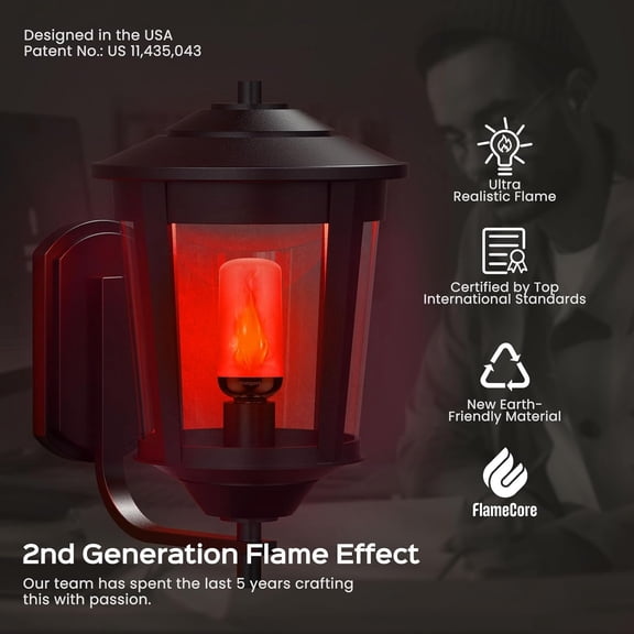 YJYASX-Gen2 LED Flame Light Bulbs, Like Real Fire 4-Mode Flickering Light Bulbs with Upside Down Effect, E26 Flame Bulb for Halloween Christmas Party Patio Porch Home Indoor & Outdoor Decorations, 2