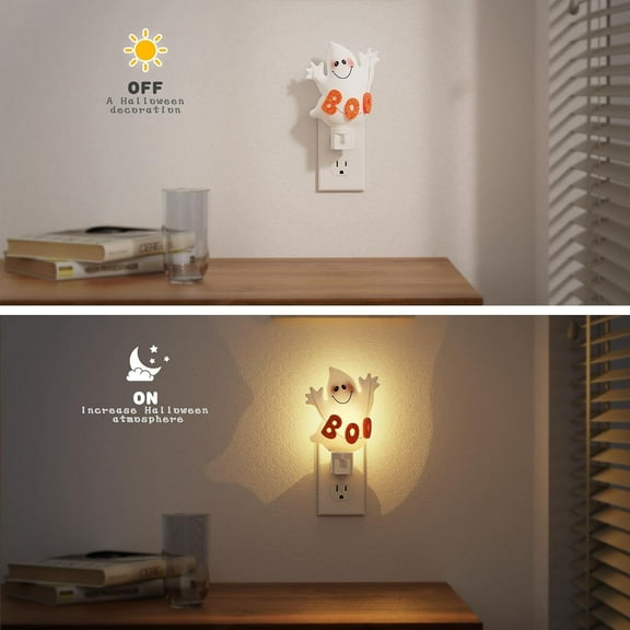 YJYASX-Ghost Night Light, 3000K Night Lights Plug into Wall,Cute & Funny Halloween Night Light for Kids,Plug in Ghost Nightlight with 360 Rotatable for Halloween Party Decor,1 Pack