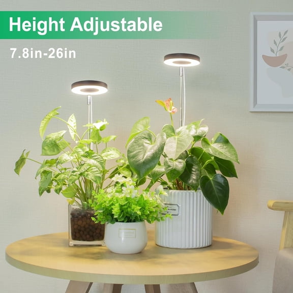 YJYASX-Grow Light, Full Spectrum LED Plant Light for Indoor Plants, Height Adjustable Growing Lamp with Auto On/Off Timer, 4 Dimmable Brightness, Ideal for Small Plants, 3 Packs of Black