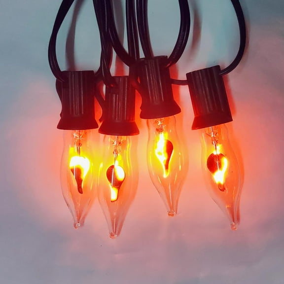 YJYASX-Halloween Flickering Flame String Lights, 10Ft Outdoor Christmas Lights 10 Flicker Flame Bulb Light, Plug in Hanging Patio Light for Indoor Outdoor Party Backyard Christmas Halloween Decor