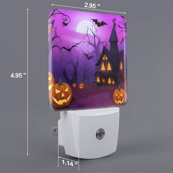 YJYASX-Halloween Pumpkin Night Light Set of 2, Lanterns and Ghost Owl Bat Auto Sensor LED Dusk-to-Dawn Nightlights, Plug-in Sensor Lamp for Bedroom Bathroom Kitchen Hallway Stairs Decorative