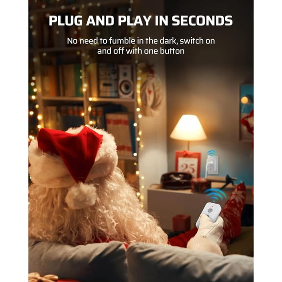 YJYASX-Indoor Remote Control Outlet, Expandable Remote Light Switch Kit, Wireless On Off Power Switch for Christmas Light, 100ft RF Range, Compact Design, White