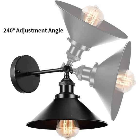 YJYASX-Industrial Vintage Wall Sconces Lighting Set of Two for Bedroom Kitchen Bathroom, 240 Degree Adjustable Rustic Antique Wall Lamp Fixture (HARDWIRE X 2 Packs)