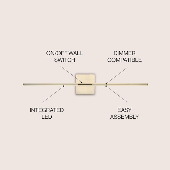 YJYASX-JYL7022B Makena 28" Dimmable Integrated LED Metal Wall Sconce, Minimalistic,Modern,Contemporary 3000K LED Bulbs for Bedroom, Living Room, Bathroom Hallway, Gold