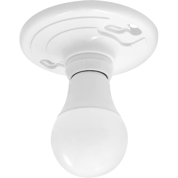 YJYASX-Keyless Plastic Lamp Holder One-Piece Medium Base - E26 Socket Outlet Box Mount, 2-Pack 660W, Featuring 4-Pack Dimmable A19 LED Light Bulb 800 Lumens 60 Watt Equivalent Soft White 2700K 9 Watt