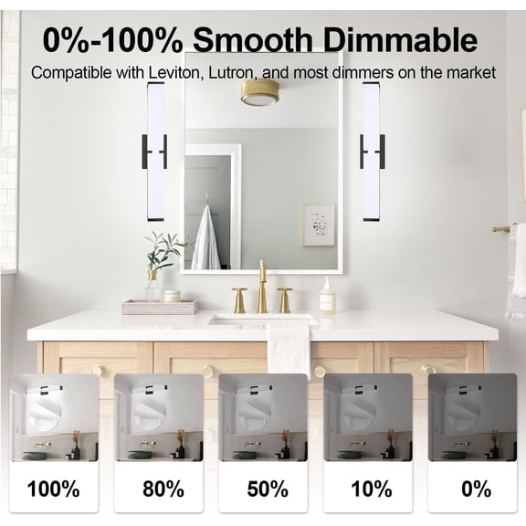 YJYASX-LED Bathroom Vanity Light Cool White 5000K Black Modern Matte Bathroom Lighting Fixtures; 16 Inch IP44 20W Equivalent to Incandescent 200W for Over Mirror Vanity Light - ETL Listed (1 Pack)