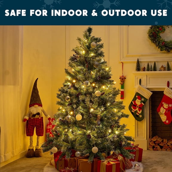 YJYASX-LED Christmas String Lights,50 Count 16.3FT Battery Operated Christmas Tree Fairy Lights with 8 Modes,Multifunction Green Wire for Xmas Decor Party Holiday House,Warm White