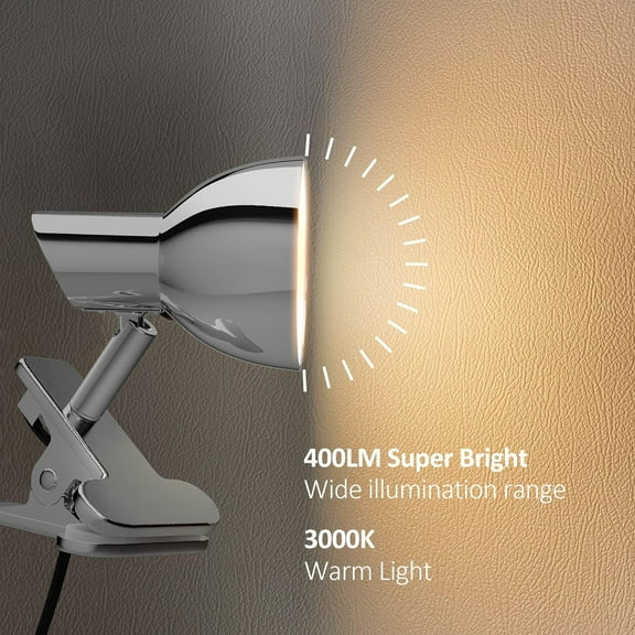 YJYASX-LED Clamp Light,5W Super Bright Desk Lamp, 330 Rotation Small Lamp with Clamp on Desk/Table/Bed Headboard/Cupboard Home Lighting, Modern and Save Space Illumination Powerful Lamp Silver
