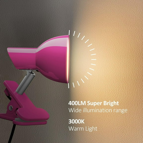 YJYASX-LED Clip on lamp,5W Super Bright Reading Light, 330 Rotation Small Lamp with Clamp on Desk/Table/Bed Headboard/Cupboard Home Lighting, Modern and Save Space Illumination Powerful Lamp Pink