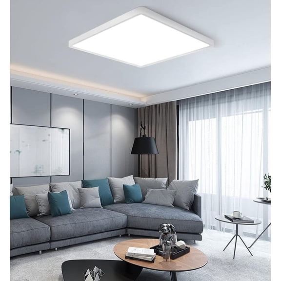YJYASX-LED Flush Mount Ceiling Light Fixture, 4000K Neutral White, 12inch 24W, 3200LM, Slim Flat Panel Lighting Fixture, Square Modern Ceiling Lamp for Bedroom, Kitchen, Living Room, Closet, Stairwel