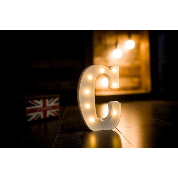 YJYASX-LED Letter Lights Sign Marquee Light Up Letters Sign for Night Light Wedding/Birthday Party Battery Powered Christmas Lamp Home Bar Decoration(C)
