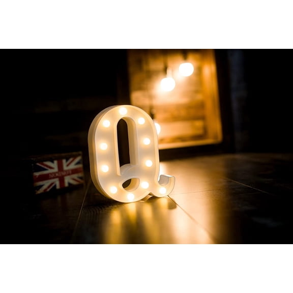 YJYASX-LED Letter Lights Sign Marquee Light Up Letters Sign for Night Light Wedding/Birthday Party Battery Powered Christmas Lamp Home Bar Decoration(Q)