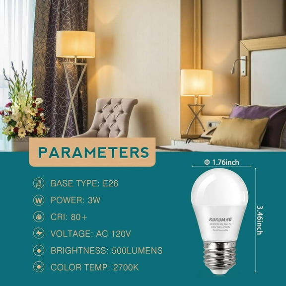YJYASX-LED Light Bulb, A15 3W 25W Equivalent, Warm White 2700K, 6 Pack, E26 Medium Screw Base, Energy Saving, for Home Light Bulb, Night Stand Bulb, Table Lamp Bulbs