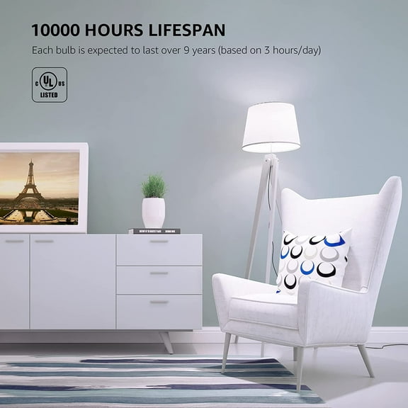 YJYASX-LED Light Bulbs 60 Watt Equivalent, 9W 800 Lumens Non-Dimmable, Daylight White 5000K, A19 E26 Standard Medium Base, 10000 Hour Lifetime 10 Count (Pack of 1)