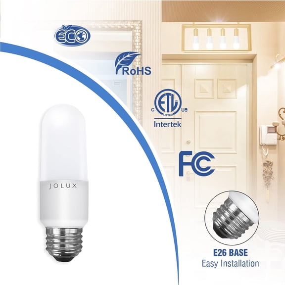 YJYASX-LED Stick Light Bulbs, Enclosed Fixture Rated,60W Equivalent, 6500K True White, 800 Lumen,Medium Screw Base E26 led Bulbs,Non-Dimmable,6 Count (Pack of 1)