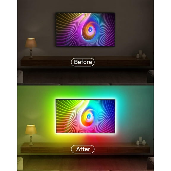 YJYASX-LED Strip Lights RGBIC 16.4FT, LED Lights for TV for 55-85 inch TV Led Backlight Rainbow Color Changing Led TV Lights, USB Powered Music Sync Bluetooth APP Control with Remote for Room Bedroom