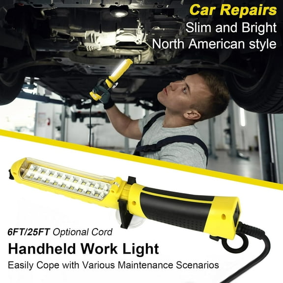 YJYASX-LED Trouble Light, Handheld Corded Work Lights with Strong Magnet, Double Swivel Hook, ETL Listed, 16 AWG Drop Light Suitable for Car Repair, Garage, Machinery and Workshop