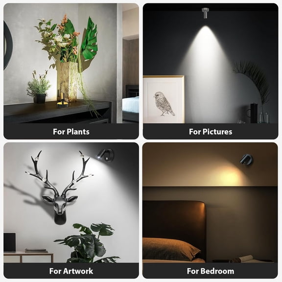 YJYASX-LED Wireless Spotlight Indoor, Rechargeable Battery Uplighting Indoor with Remote & Timer, 3CCT Picture Lights for Wall, Mini Art Accent Light for Plants Artwork Painting, Black