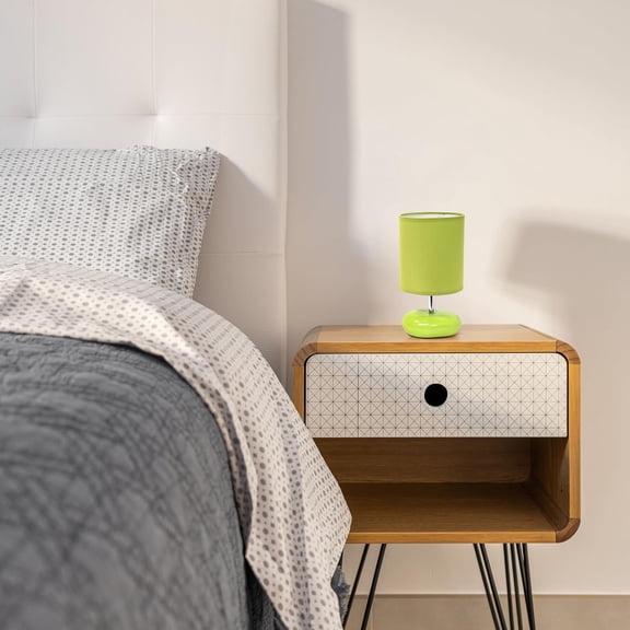 YJYASX-LT1153-GRN Petite Circle Stone Table Lamp for Bedroom, Kids Room, Office, Living Room, Nursery, Reading Nook, Green