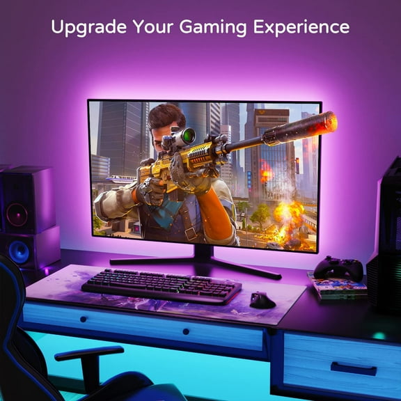 YJYASX-Led Lights for TV 70 75 80 82 Inches, 18Ft USB TV LED Backlight Behind TV Monitor HDTV Wall Work Space Decor -RGB Color Changing Led Strip Lights for Gaming Room Decor, Ambient Lighting