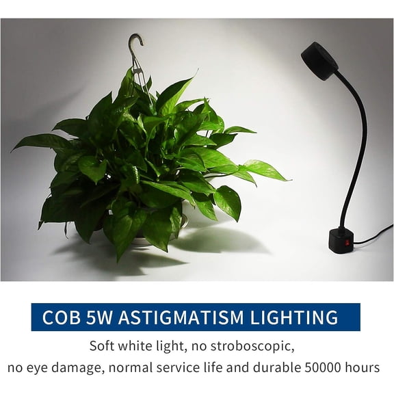 YJYASX-Led Magnetic Work Light 300mm Flexible Gooseneck lamp 500 Lumens 120 Volt for Sewing Machine Lathe Milling Drill Press Industrial Lighting