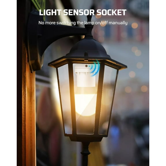 YJYASX-Light Sensor Socket, Dusk to Dawn Sensor Socket, Light Bulb Socket for Light Fixtures, Compatible with Incandescent/CFL/LED/Halogen Bulbs, 4 Pack, ETL Listed