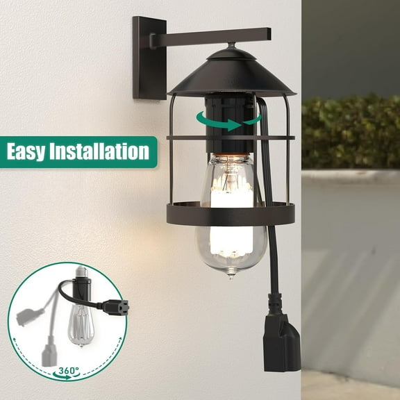 YJYASX-Light Socket Outlet Adapter, 3 in 1 Light Bulb Plug Adapter, Convert E26/E27 Bulb Socket to 3 Prong Outlet with Extension Cord, Suitable for Outdoor Porch Garage Patio Use 1-Pack