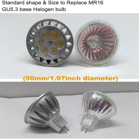 YJYASX-MR16 Led Bulbs GU5.3 7W 6000K Daylight Cool Bright White,50W-75W Halogen Equivalent,12V MR16 Bulb Spotlight for Kitchen Home Track Ceil Recessed Accent Lighting,Not Dimmable,38 Deg,6 Pack