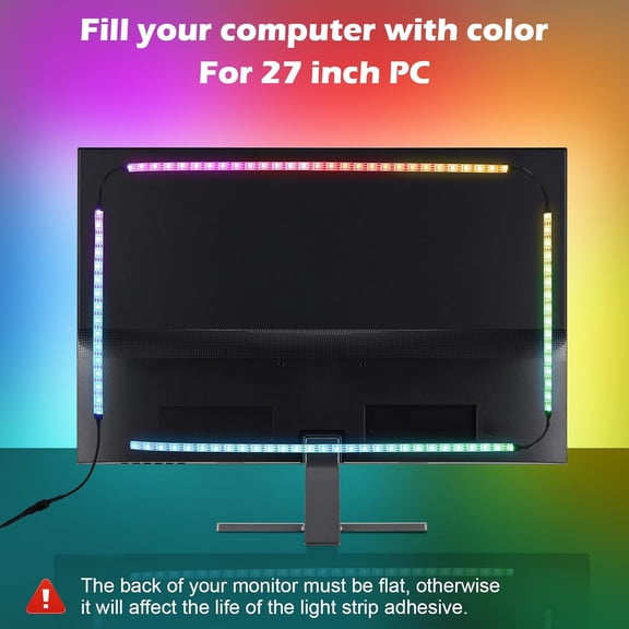 YJYASX-Monitor Backlight for PC, 5.5ft LED Strip Sync to 27 Inch Screen, Gaming Lights for Monitors with Color Matching, Lighting for Games/Movies/Music