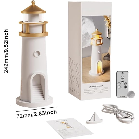 YJYASX-Moon Lamp Projector Lighthouse Night Light, Moon Light LED Aesthetic Table Lamp for Boys and Girls Birthday(Remote)