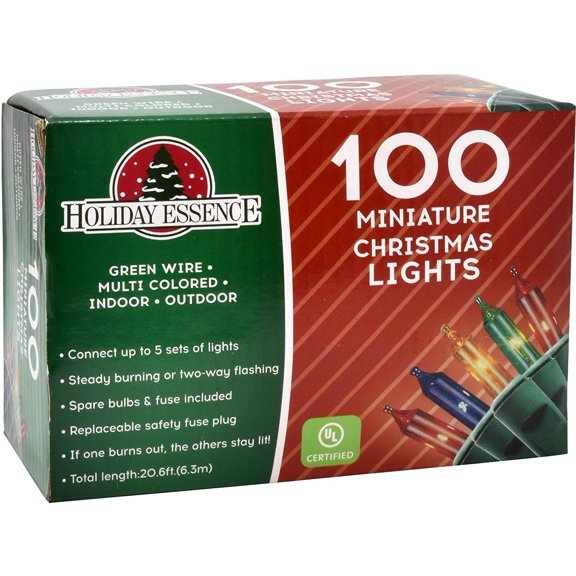 YJYASX-- Multi Color Christmas String Lights, 100 Incandescent 20 Feet Green Wire For Indoor & Outdoor Waterproof Christmas Tree Lights, Static & Flashing Twinkle Function Connectible Plug in