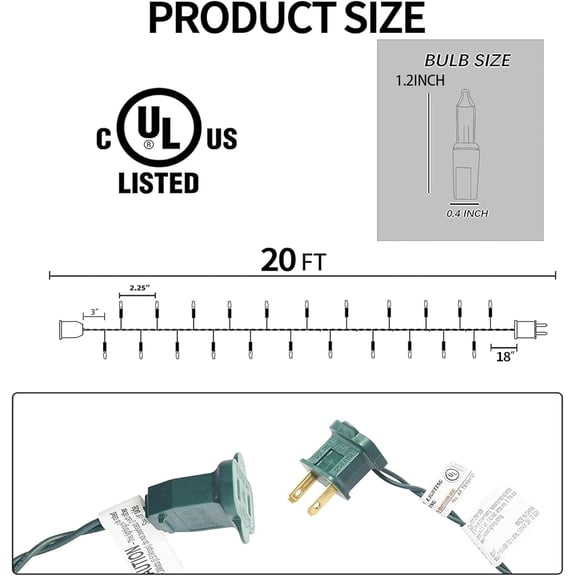 YJYASX-Multi Colored Christmas Lights, 2 Pack Total 40FT 200 Count Incandescent Christmas Mini Tree String Lights, Waterproof Christmas Decorations for Outdoor Indoor Xmas Home Party Garden Yard Deco