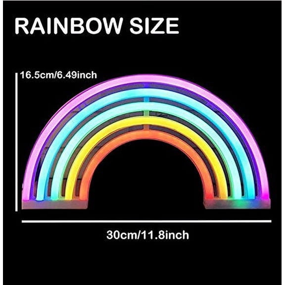 YJYASX-Neon Rainbow Sign, Battery or USB Powered Light for Wall Decor, Colorful Hanging Decoration for Kids Bedroom, Cute LED Lamp for Girls Room Party Christmas