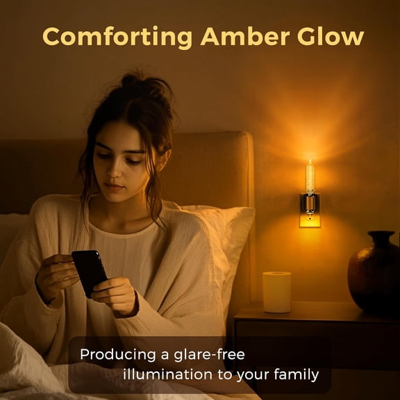 YJYASX-Night Light, Amber Candle Night Lights Plug into Wall,2 Pack 0-100 LM Dimmable Nightlight, Plug in Bubble Night Light with Dusk to Dawn Sensor, for Bathroom Hallway