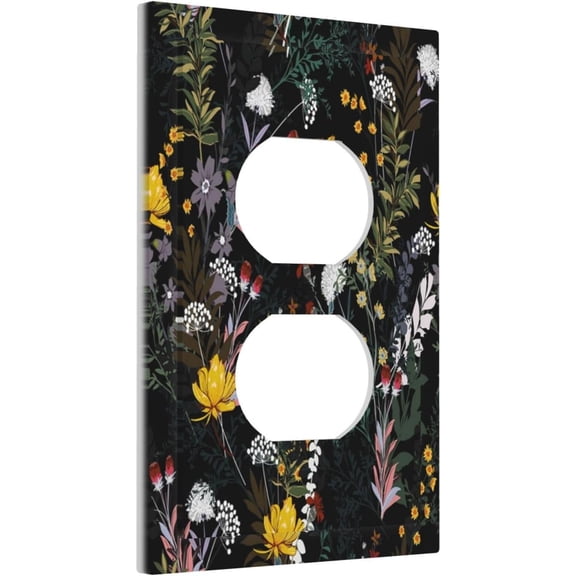 YJYASX-Outlet Covers Botanical Garden Flowers Bunch of Floral 1 Gang Duplex Light Switch Cover Plate Decorative Wall Plates Electrical Switchplate Receptacle Cover for Bathroom Bedroom Decor