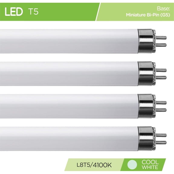 YJYASX-(Pack of 4) LED Direct Replacement F8T5/CW - T5 - 5 Watt - 12" - 500 Lumens - Super Long Life Light Bulbs - by (Cool White (4100K))