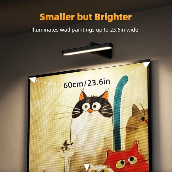 YJYASX-Picture Lights for Wall Battery Operated 4800mAh, 10inch Rechargeable Display Light with Remote/Rotatable, Dimmable/3CCT LED Art Cordless Lamp for Painting/Gallery Artwork/Portraits/Frame/Post