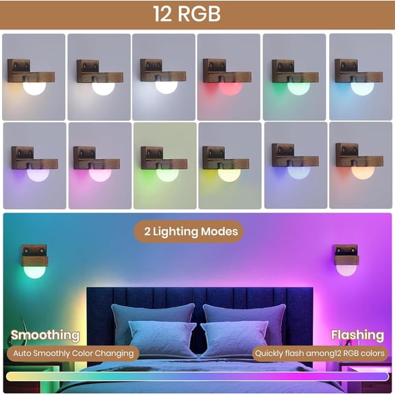 YJYASX-Picture Lights for Wall Set of 2, Battery Operated Wall Sconce with Remote,3 Color Dimmable & 12 RGB Rechargeable Wall Sconce,Wireless Wall Light for Pictures Bedroom Display Reading Bedside.