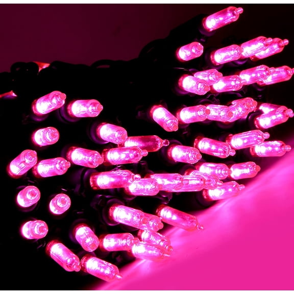 YJYASX-Pink LED Christmas String 100 Mini Fairy Lights Set, Green Wire 26.9 Ft Traditional Valentines Easter Holiday Dcor for Home, Christmas Tree, Patio, Indoor & Outdoor Decoration