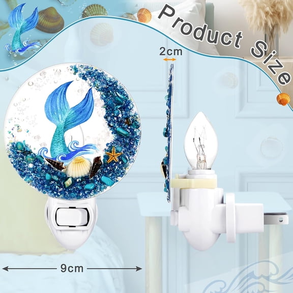 YJYASX-Plug in Seashell Night Light Ocean Sea Animal Decorative Night Light Plug in Beach Lamps Vintage Ocean Lamps for Adult for Home Bedroom Living Room Bathroom Wall(Mermaid)
