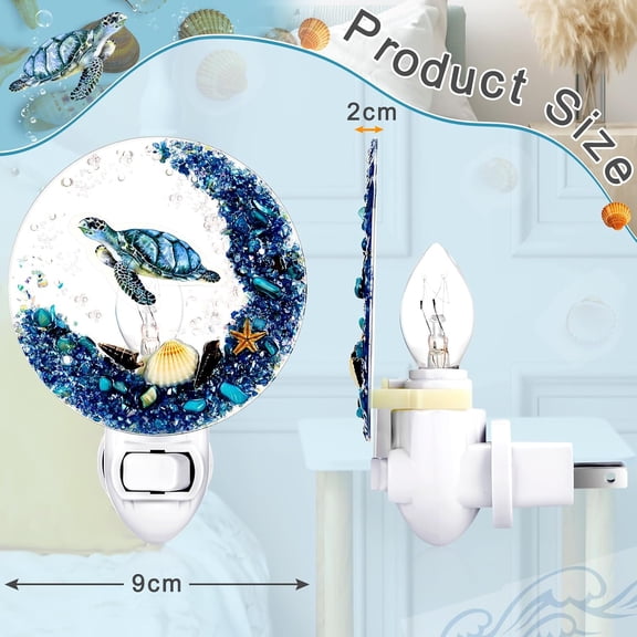 YJYASX-Plug in Seashell Night Light Ocean Sea Animal Decorative Night Light Plug in Beach Lamps Vintage Ocean Lamps for Adult for Home Bedroom Living Room Bathroom Wall(Sea Turtle)