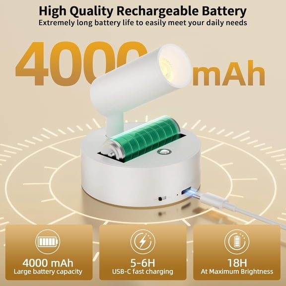 YJYASX-Rechargeable LED Spotlight Indoor: Wireless Battery Operated Spotlight with Remote Control Small Picture Spot Light Accent Uplighting for Plant Artwork White