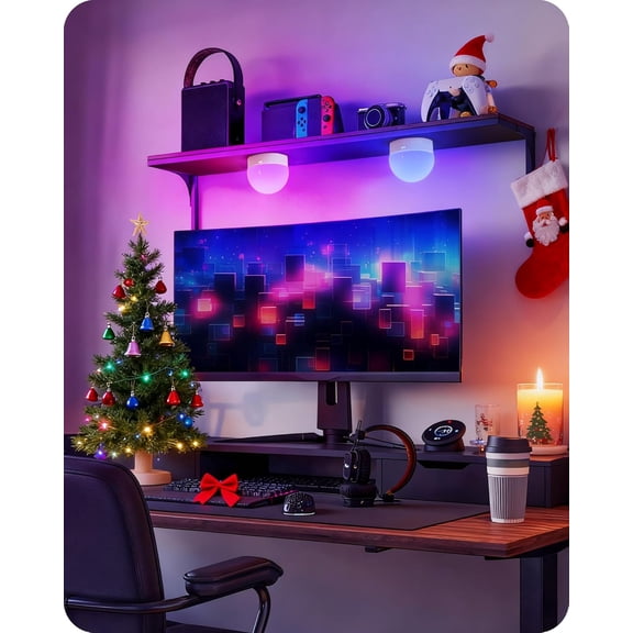 YJYASX-Rechargeable Light Bulbs with Remote Control, Battery Operated Light Bulbs, 3 Timer 15 Colors Selectable, Dimmable Wireless RGB LED Bulb for Wall Sconce, Non-Hardwired, 2 Pack, R01YBP206