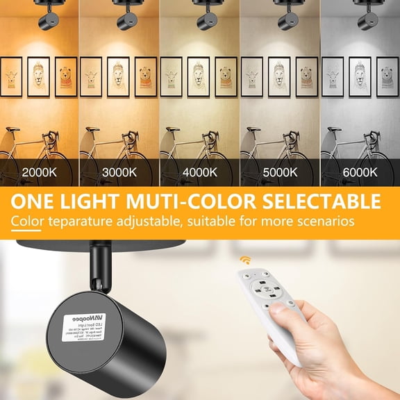 YJYASX-Remote Control Ceiling Spotlight Flush Mount Adjustable Directional LED Spot Lights Indoor Dimmable Accent Fixture for Art Picture Living Room - Bright CRI90+ 24 Flicker Free 10W 800lm Black