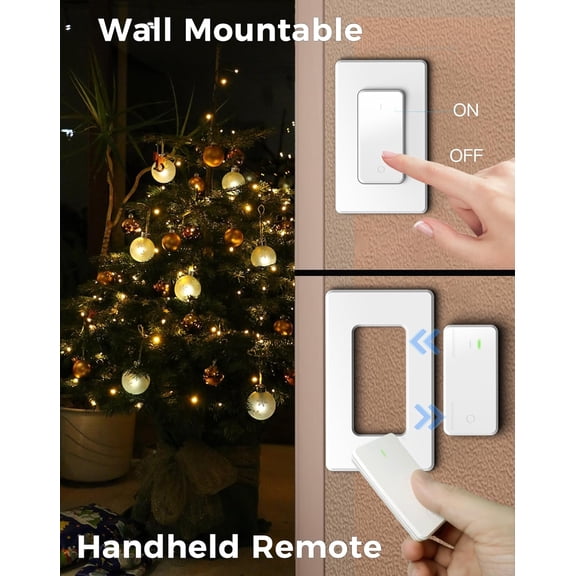 YJYASX-Remote Control Outlet Plug for Christmas Tree Lights, 15A Wireless Electrical Outlet Switch for Lamps, Holiday Decorations, and Household Appliances, Expandable, White