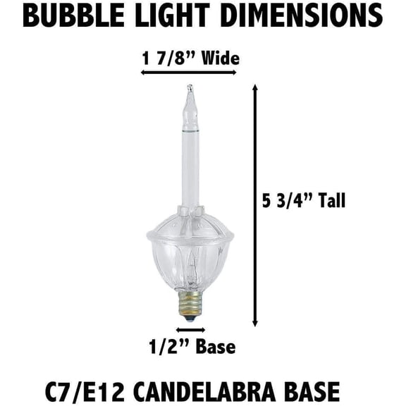 YJYASX-Replacement Bubble Lights 3 Pack, Clear Liquid and Bases with Multicolor Bulbs, Vintage Glass Holiday Bulbs with Flowing Liquid, 5 Watts Each, C7/E12 Base