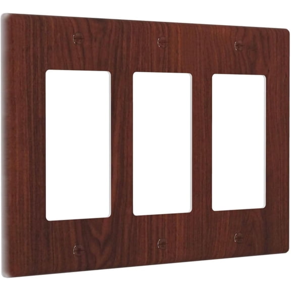 YJYASX-Rustic Vintage Brown Wood 3 Gang Triple Rocker Light Switch Cover Decorative Country Wall Plate Farmhouse Receptacle Faceplates for Living Room Bedroom Bathroom House